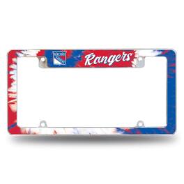 Rico Industries - New York Rangers Chrome Metal License Plate Frame with Bold Tie Dye Design - Multi
