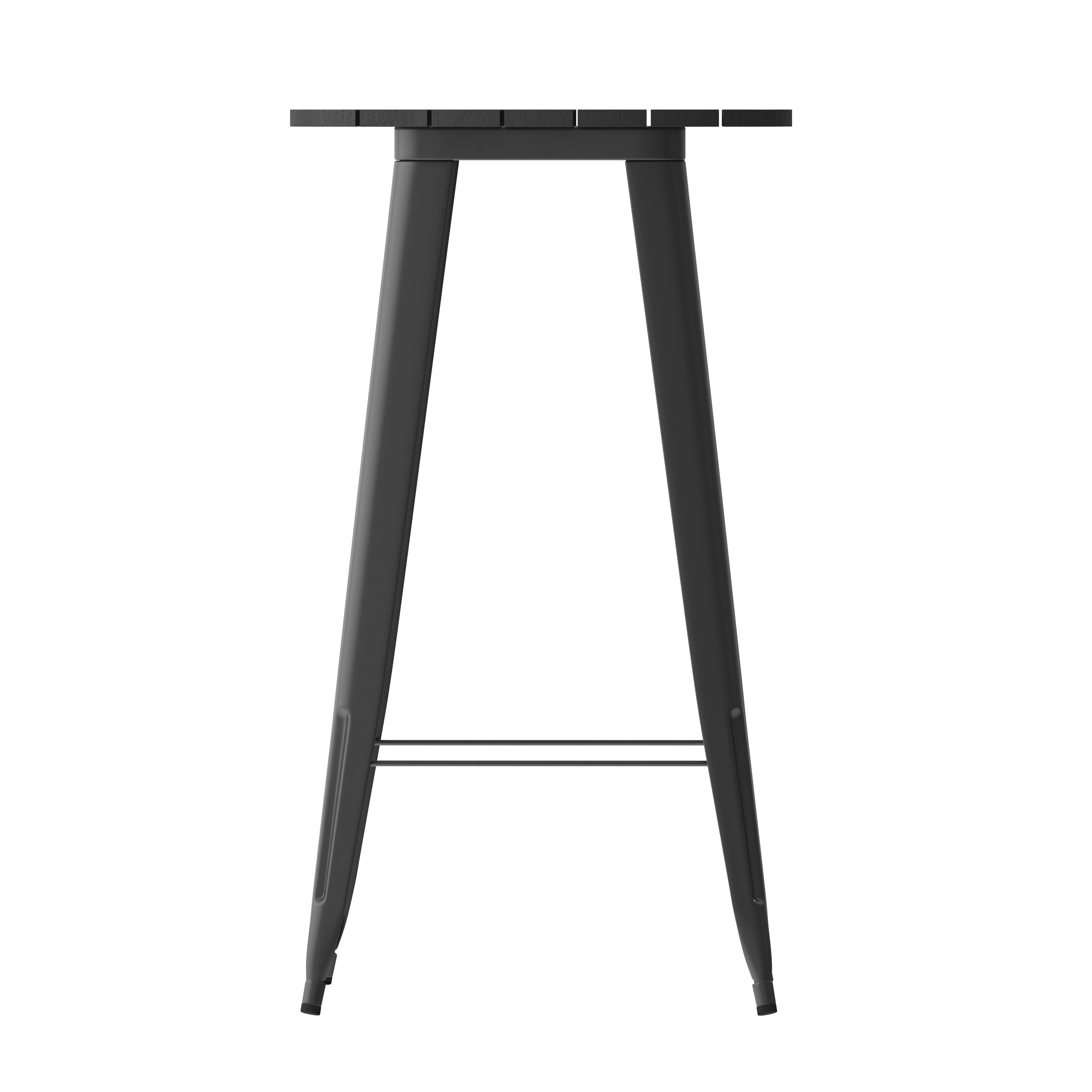Alt View 7. Emma + Oliver - Drew Indoor/Outdoor Bar Top Table, 23.75" Round All Weather Poly Resin Top with Steel base - Black Top/Black Frame.