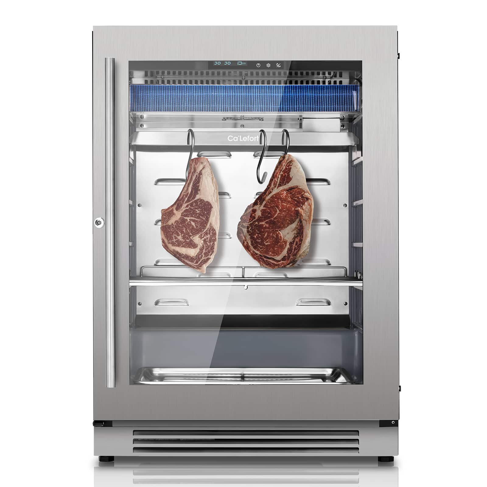 Front. Ca'Lefort - Dry Age Fridge for Steaks, Dry Aging Fridge for Meat, Ribeye, Lamb & Ham, Holds 209 lb, (3.78 cu.ft) - silver.
