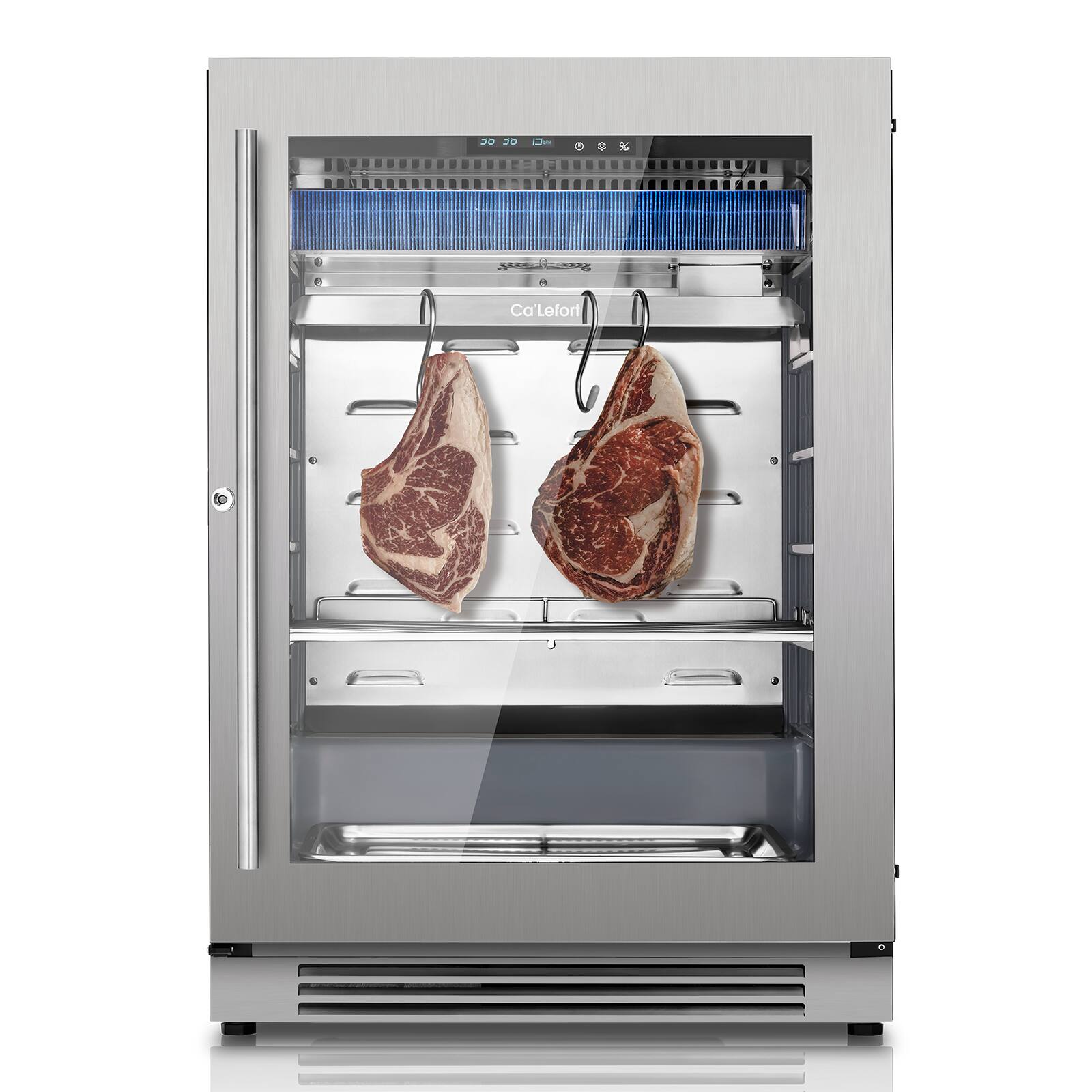 Front. Ca'Lefort - Dry Age Fridge for Steaks, Dry Aging Fridge for Meat, Ribeye, Lamb & Ham, Holds 209 lb, (3.78 cu.ft) - Silver.