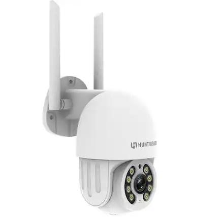 Front. HUNTVISION - E3-E3Z 3 MP full HD intelligent camera, Smart human detection and video, All-around 24h to protect your family - White.