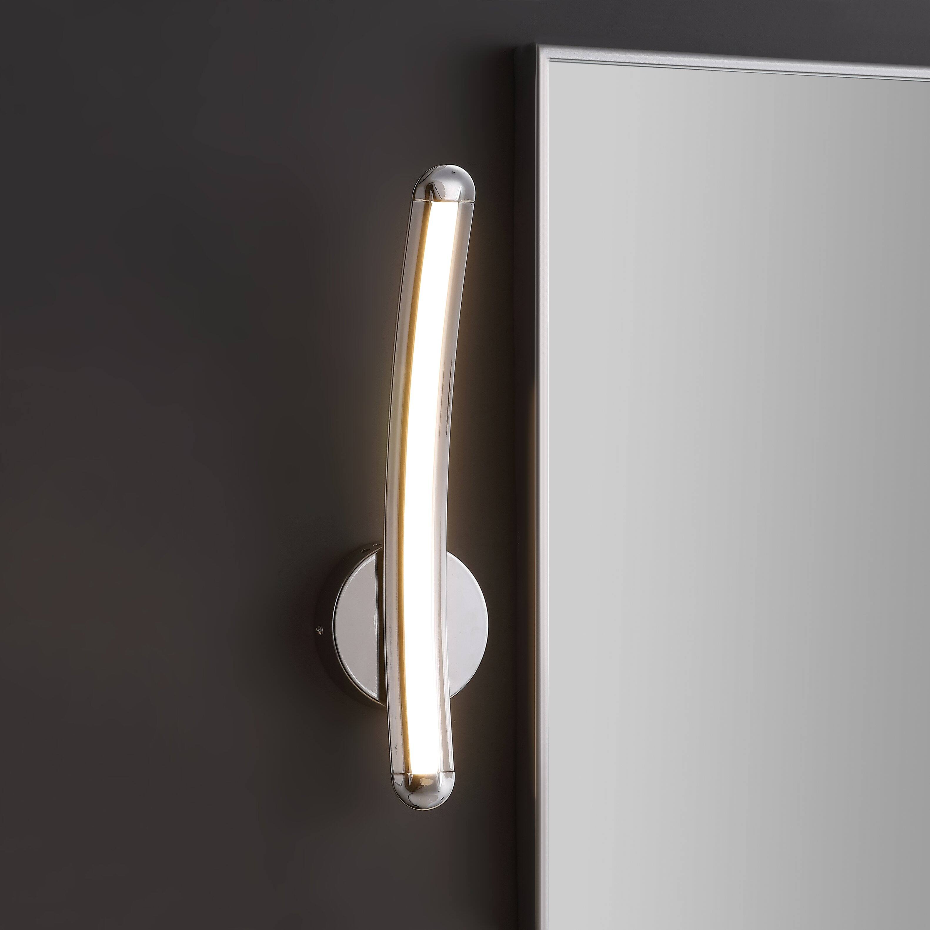 Alt View 1. Jonathan Y - Roxanna 17.7" Dimmable Integrated LED Metal Sconce, Chrome - Chrome.