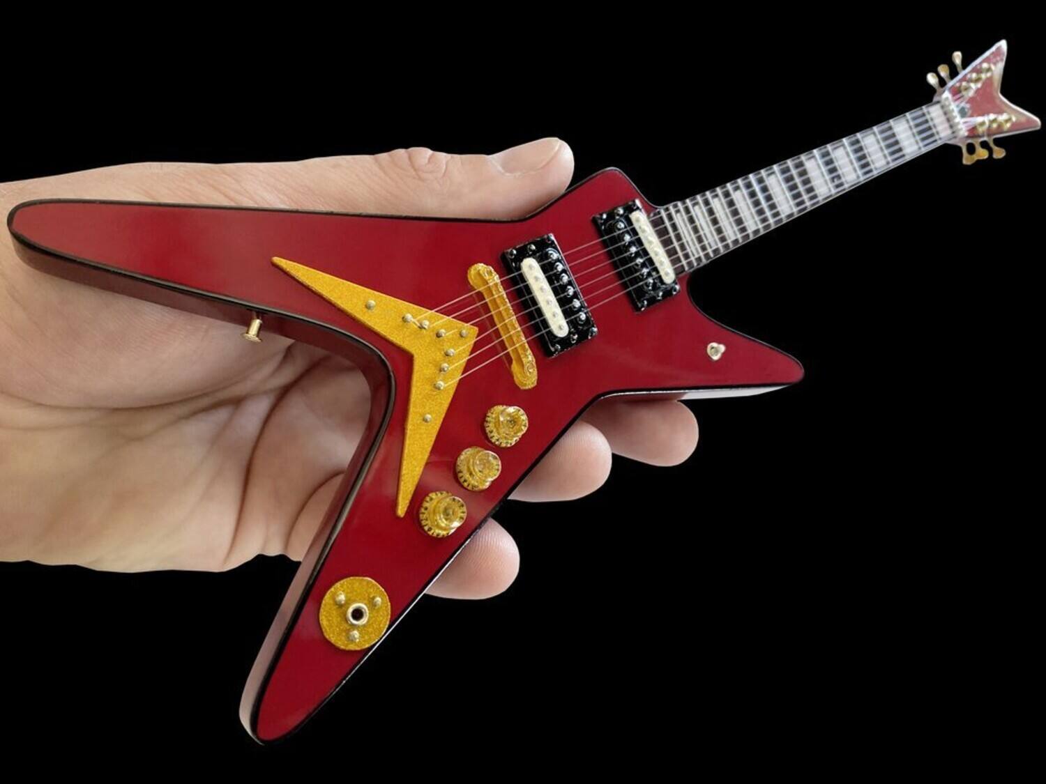 Alt View 2. Axe Heaven - Axe Heaven -Sammy Hagar - Vintage Red ML Mini Guitar Replica Collectible   - Collectibles - Multicolor.