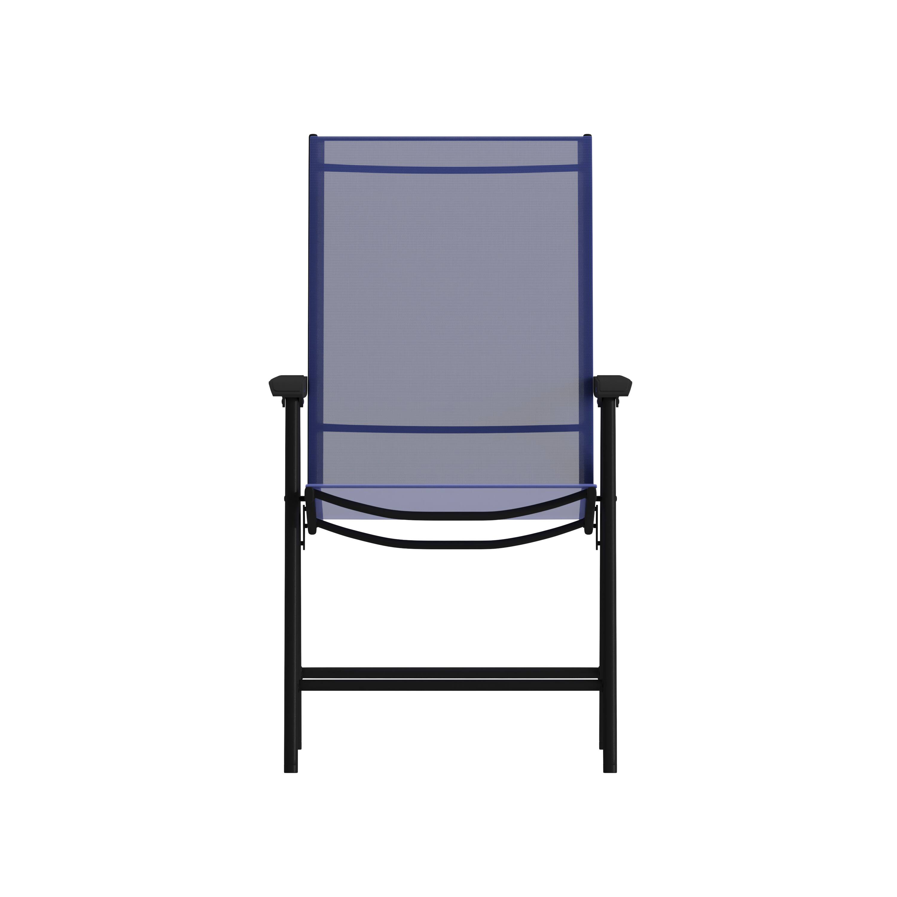 Alt View 10. Emma + Oliver - Outdoor Folding Patio Sling Chair / Portable Chair (2 Pack) - Navy.