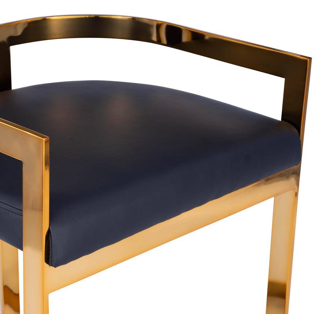 Angle. Butler Specialty - Clarence & Faux Leather 25" Counter Stool - Gold.