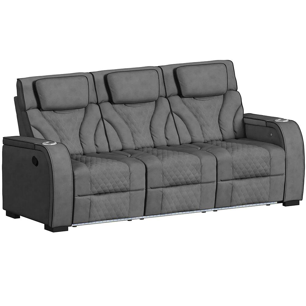 Angle. Elements - Blitz Motion Sofa with DDT, Reading Light, Wireless Charger & LED - Gray.