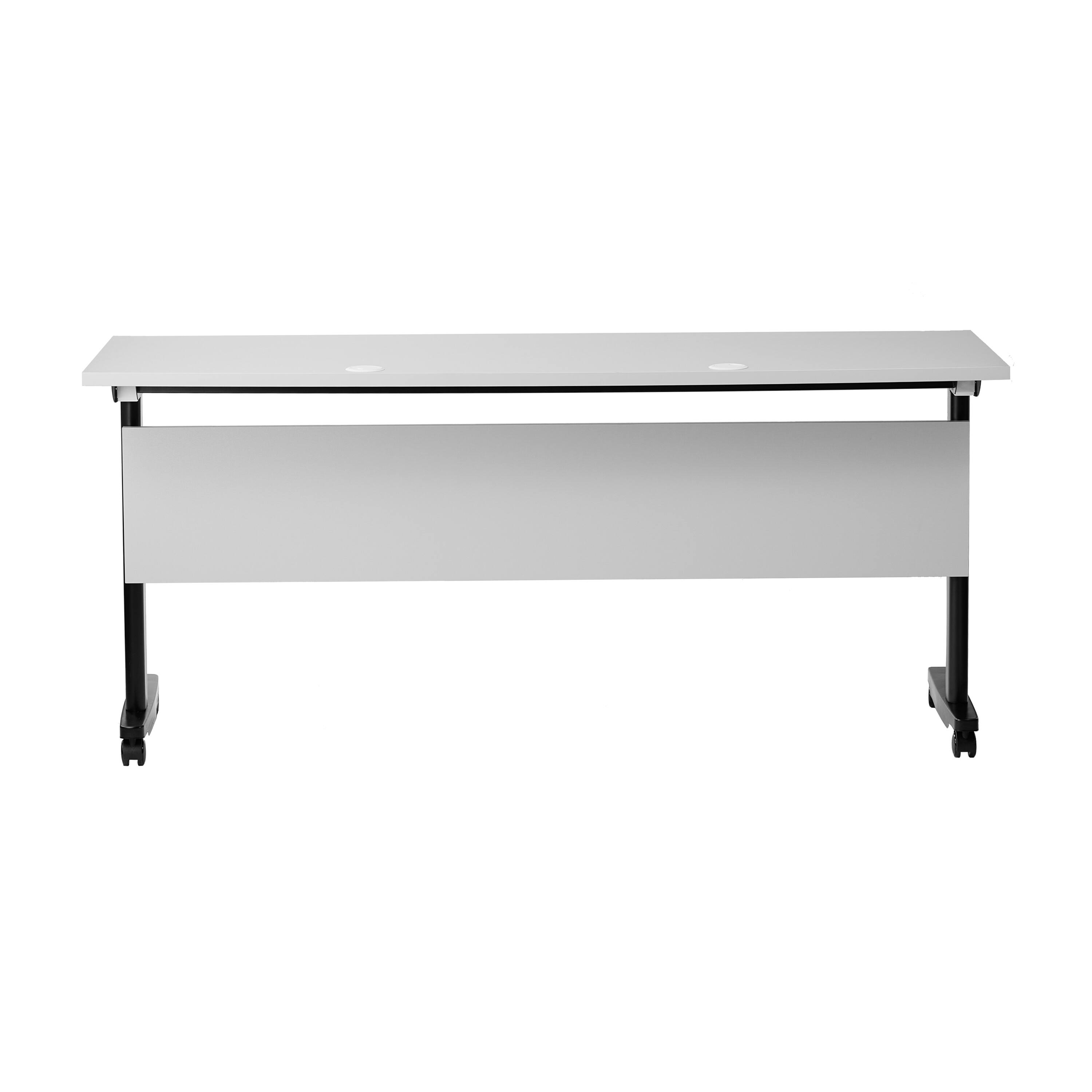 Alt View 5. Emma + Oliver - Hahn Heavy-Duty Flip Top Training Table with Nesting Design, Privacy Panel, T-Legs, Tabletop, Metal Frame - Gray Top/Black Frame.