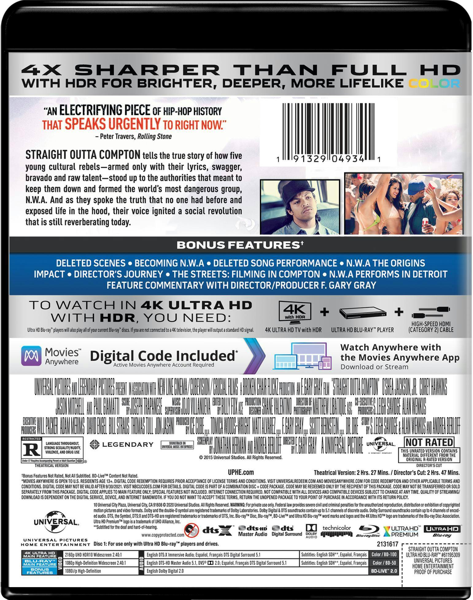 Back. Straight Outta Compton (4K Ultra HD) [UHD].