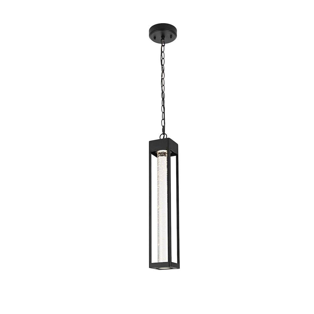Angle. Elegant Lighting - Amaris 23 inch LED Outdoor Pendant in Black - Black And Clear.