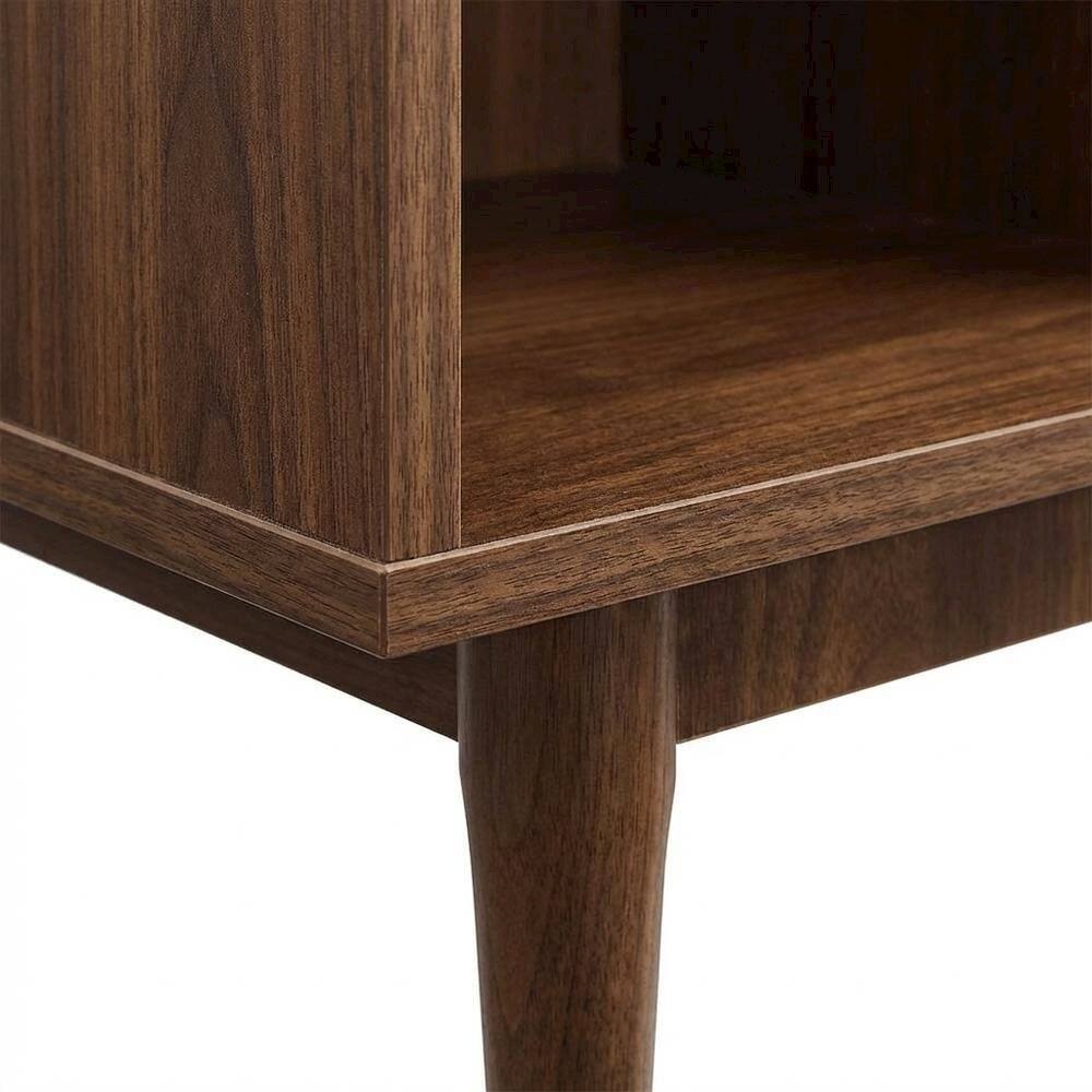 Alt View 2. FurniFact - Record Player Stand with Vinyl Storage - Walnut.