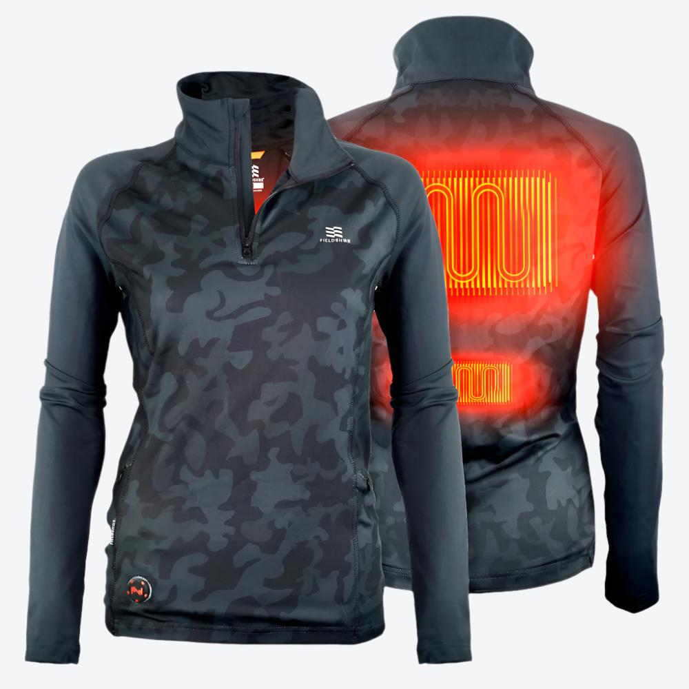 Alt View 1. Mobile Warming - Women's Proton Baselayer Heated Shirt - Black.