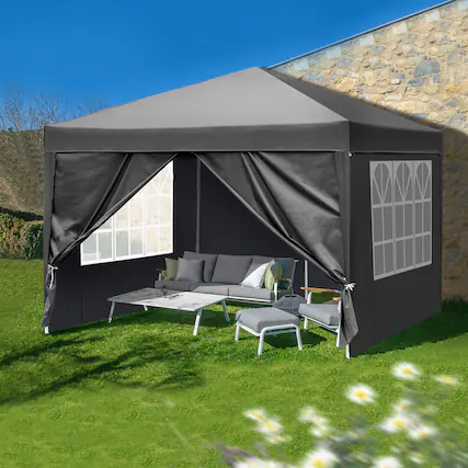 Front. Winado - 10' x 10' EZ Pop Up Gazebo Canopy Tent Camping Beach with 4 Removable Walls Bag for Outdoor Events, Party, Wedding.