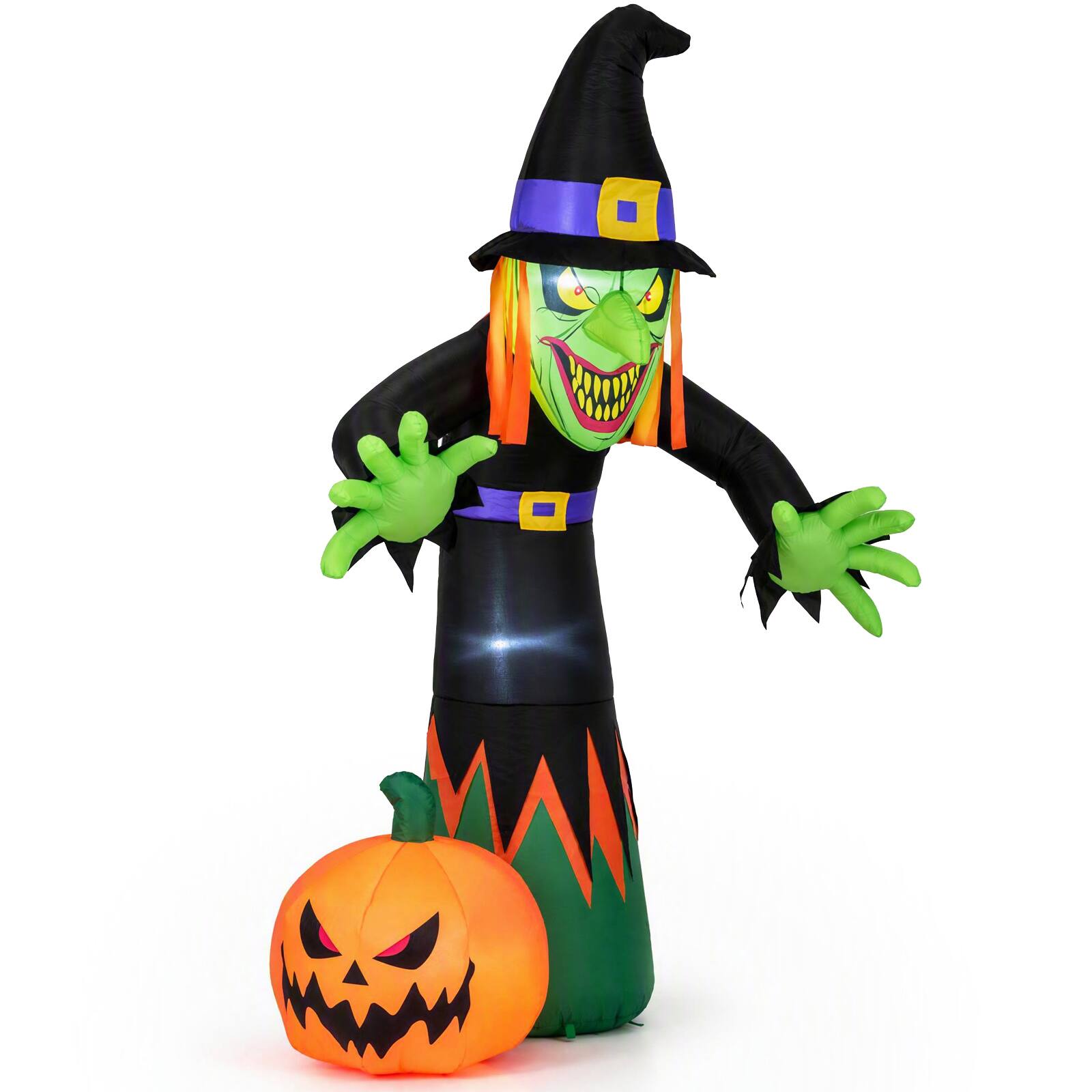 Alt View 9. Costway - Costway 8 FT Halloween Inflatable Witch and Pumpkin with Built-in LED Lights for Holiday - Multicolor.