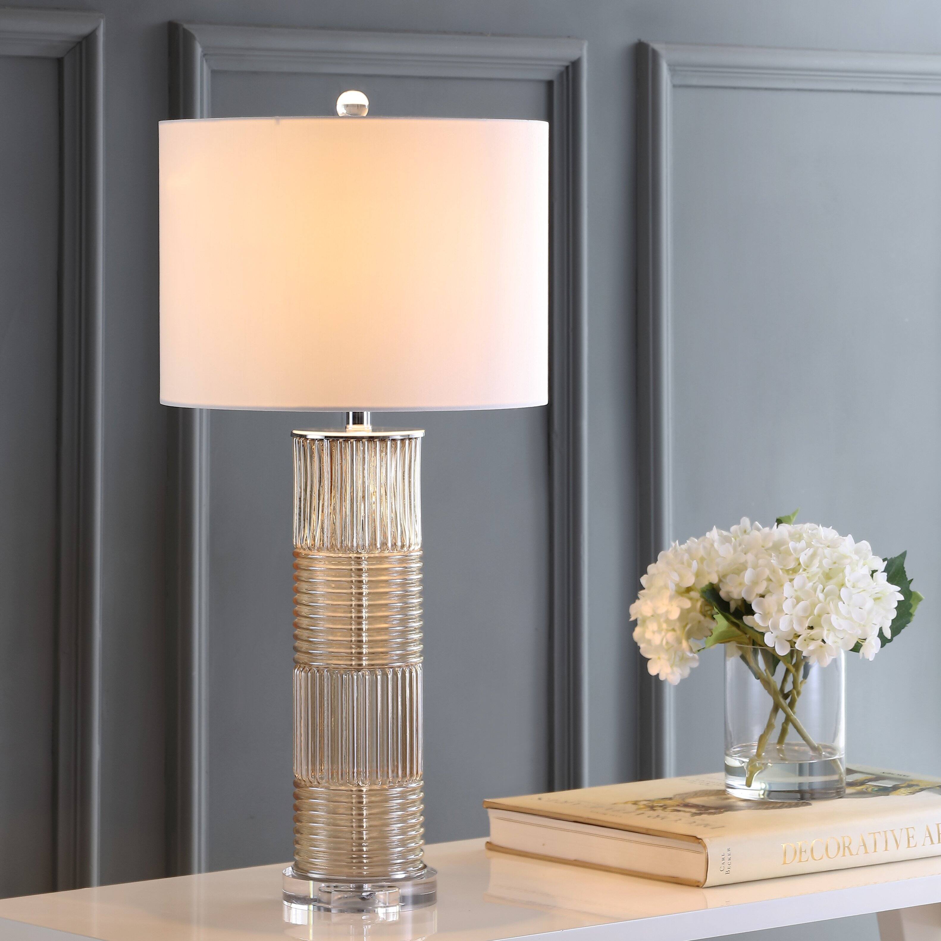 Alt View 1. Jonathan Y - Genevieve 30" Glass/Crystal LED Table Lamp, Champagne - Champagne.
