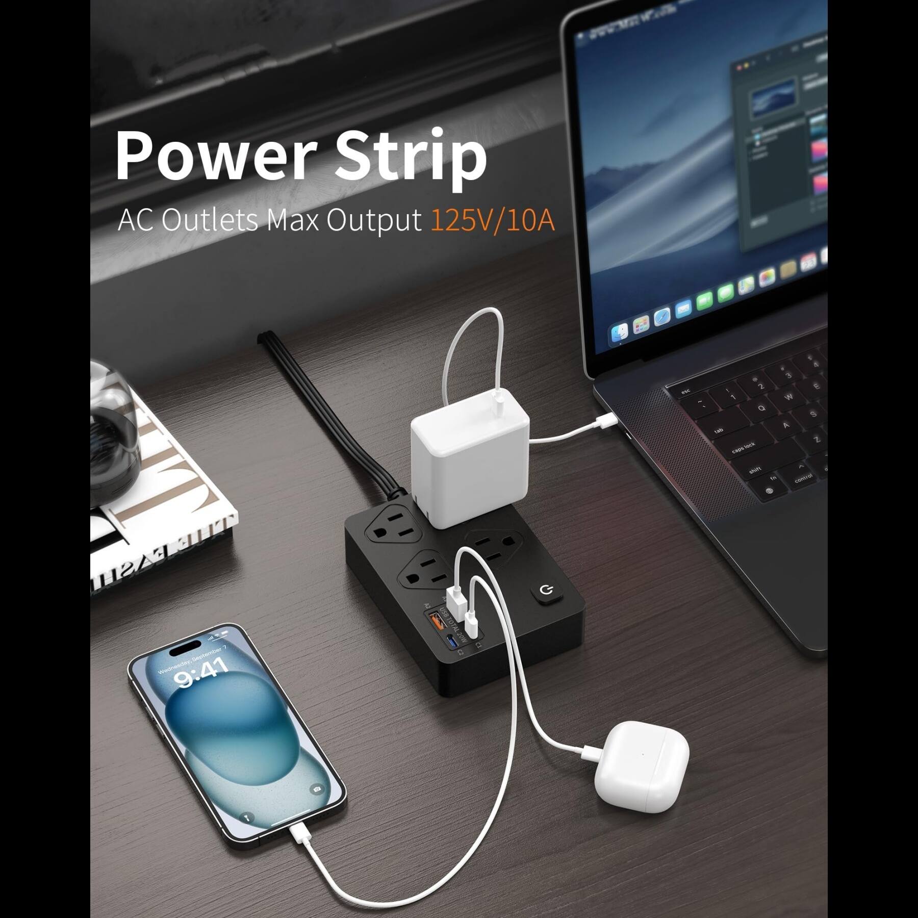 Power Strip  
AC Outlets Max Output 125V/10A