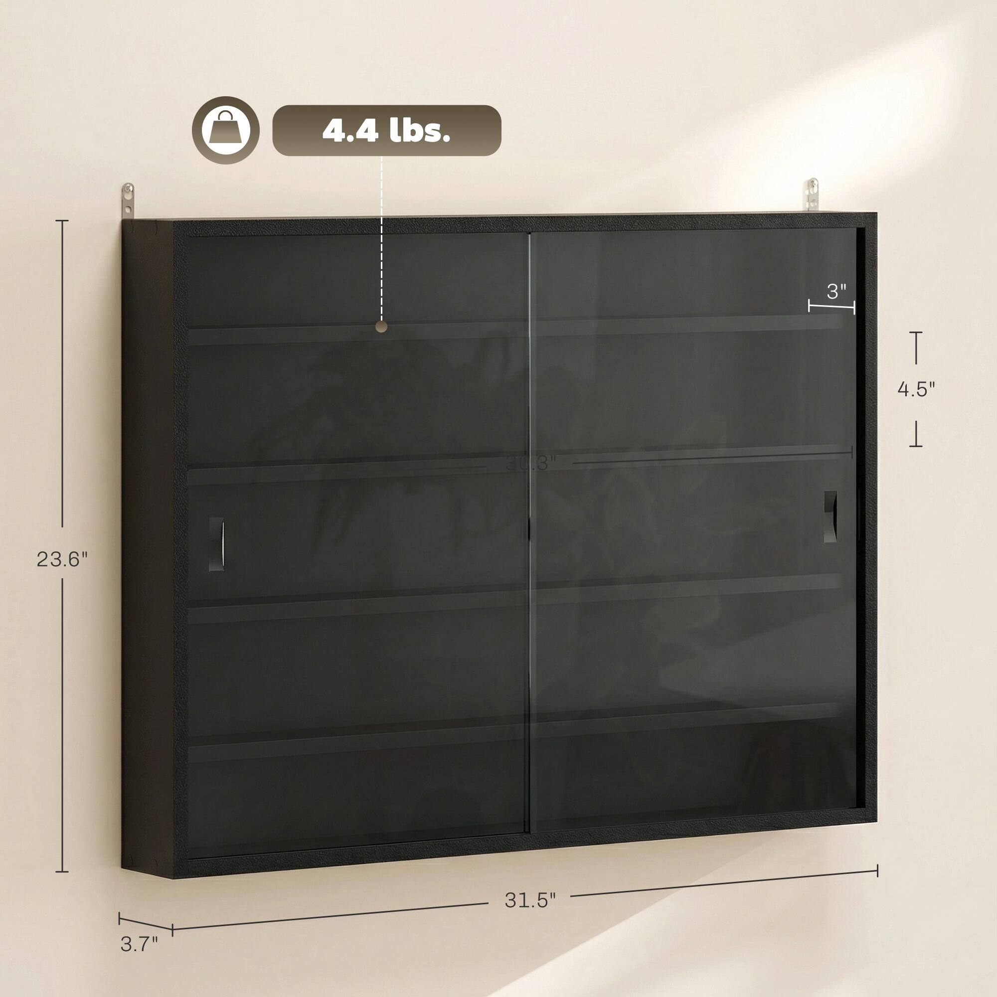 4.4 lbs.  
3"  
4.5"  
23.6"  
31.5"  
3.7"