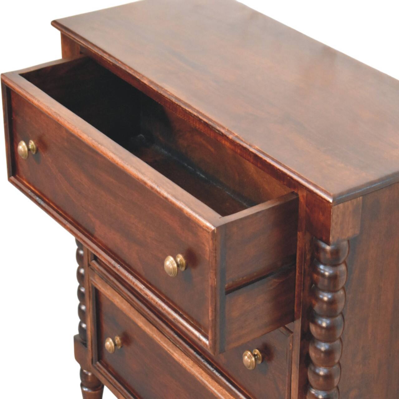 Alt View 2. Artisan Furniture - Artisan Furniture Solid Wood Spindle Winewood Chest, 3 Drawer, Brown - Brown.