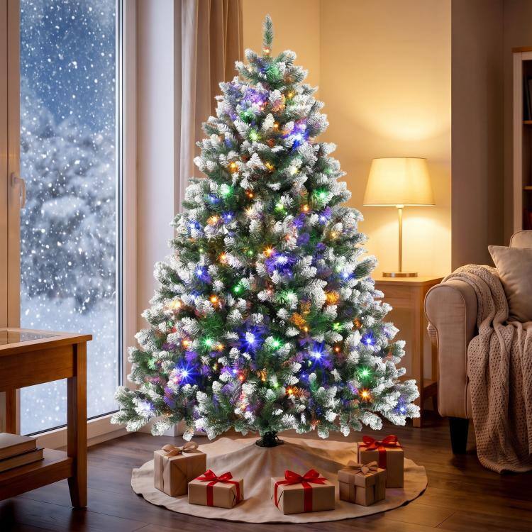 Alt View 1. PULUZ - 6ft Pre-lit Artificial Christmas Tree Hinged Full Xmas Tree - White and Green.