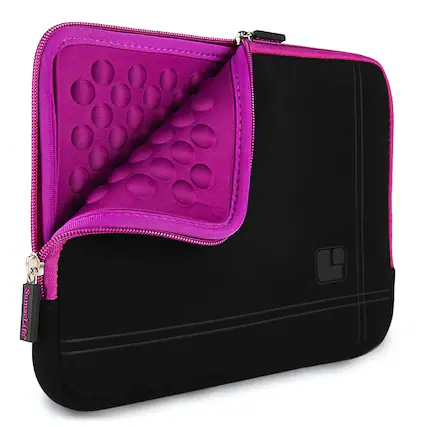 Front. Kitcheniva - Padded Laptop Microsuede Sleeve Case Zip Bag For 13" Laptop Black/Purple - Black/Purple.