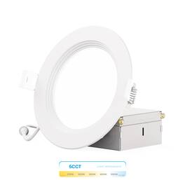 Infibrite - 4 In. Ultra-Thin Recessed LED Downlight 9W 750LM 5CCT Selectable Wet Rated, Triac Dimmable 12-Pack - White