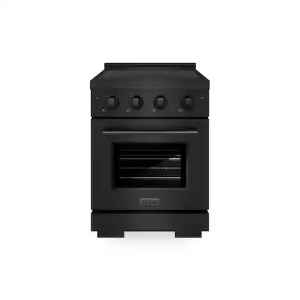 Front. ZLINE - 24 in. 3.2 cu. ft. Paramount Freestanding Induction Range with 3 Burners and Electric Oven in Black Stainless Steel - Black Stainless Steel.