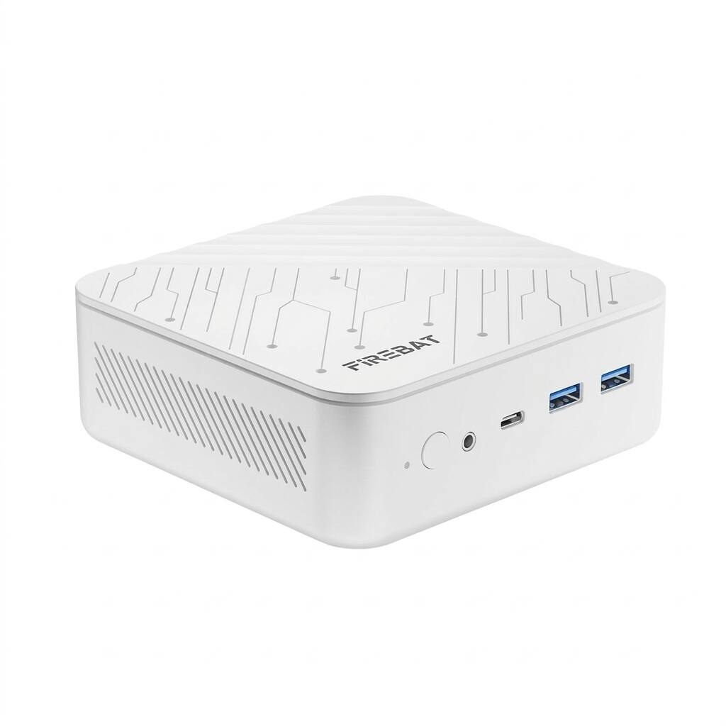 Front. FIREBAT - Firebat AM02 Mini PC, AMD Ryzen 7 8745HS 8C/16T, 0GB RAM/SSD, WiFi6, BT5.2, Dual LAN, Triple 4K, Portable Desktop.