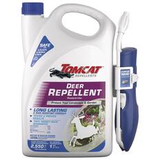 SAFE FOR
- PLANTS
- PEOPLE
- PETS
TOMCAT REPELLENTS
DEER REPELLENT
Ready-to-Use
Protect Your Landscape & Garden
LONG LASTING & RAIN RESISTANT FORMULA
TESTED & PROVEN RESULTS
100% MONEY BACK GUARANTEE
KEEP OUT OF REACH OF CHILDREN
CAUTION:
COVERS APPROXIMATELY
2,550 SQ FT
NET CONTENTS
1 GAL (3.78 L)
COMFORT WAND
CONTINUOUS SPRAY