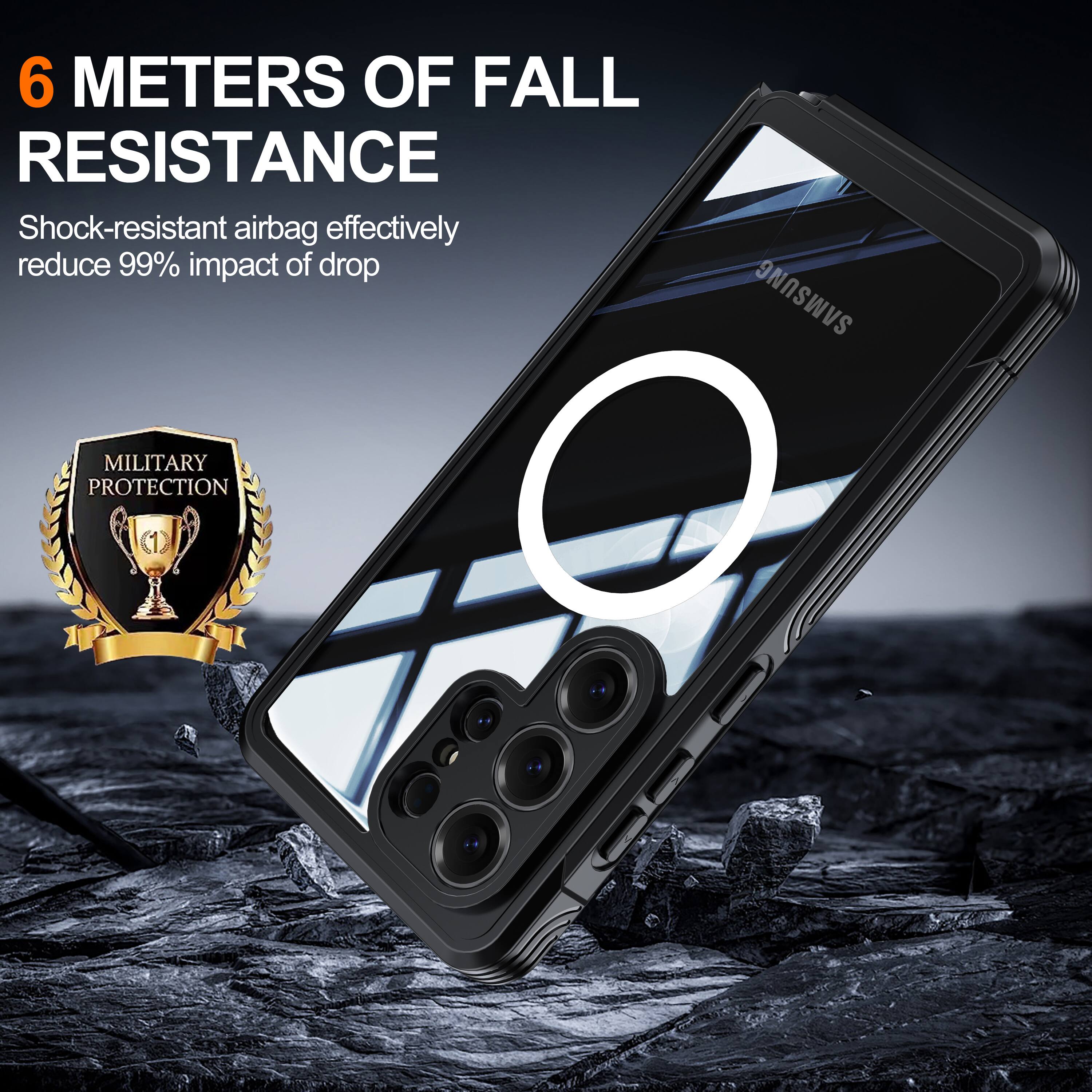 6 METERS OF FALL RESISTANCE  
Shock-resistant airbag effectively reduce 99% impact of drop  
SAMSUNG MILITARY PROTECTION