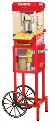 Angle. Nostalgia - Nostalgia KPM200CART Vintage 2.5-Ounce Popcorn Cart - 45 Inches Tall - Red.