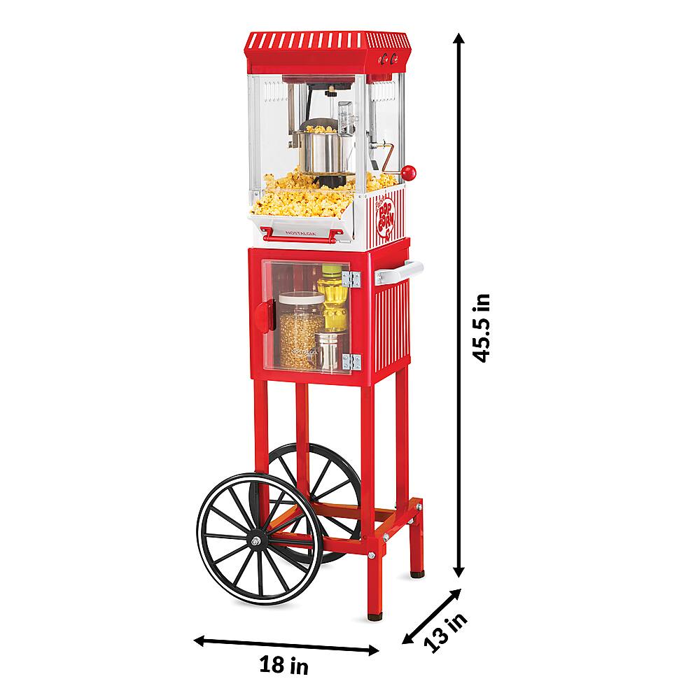 Alt View 17. Nostalgia - Nostalgia KPM200CART Vintage 2.5-Ounce Popcorn Cart - 45 Inches Tall - Red.