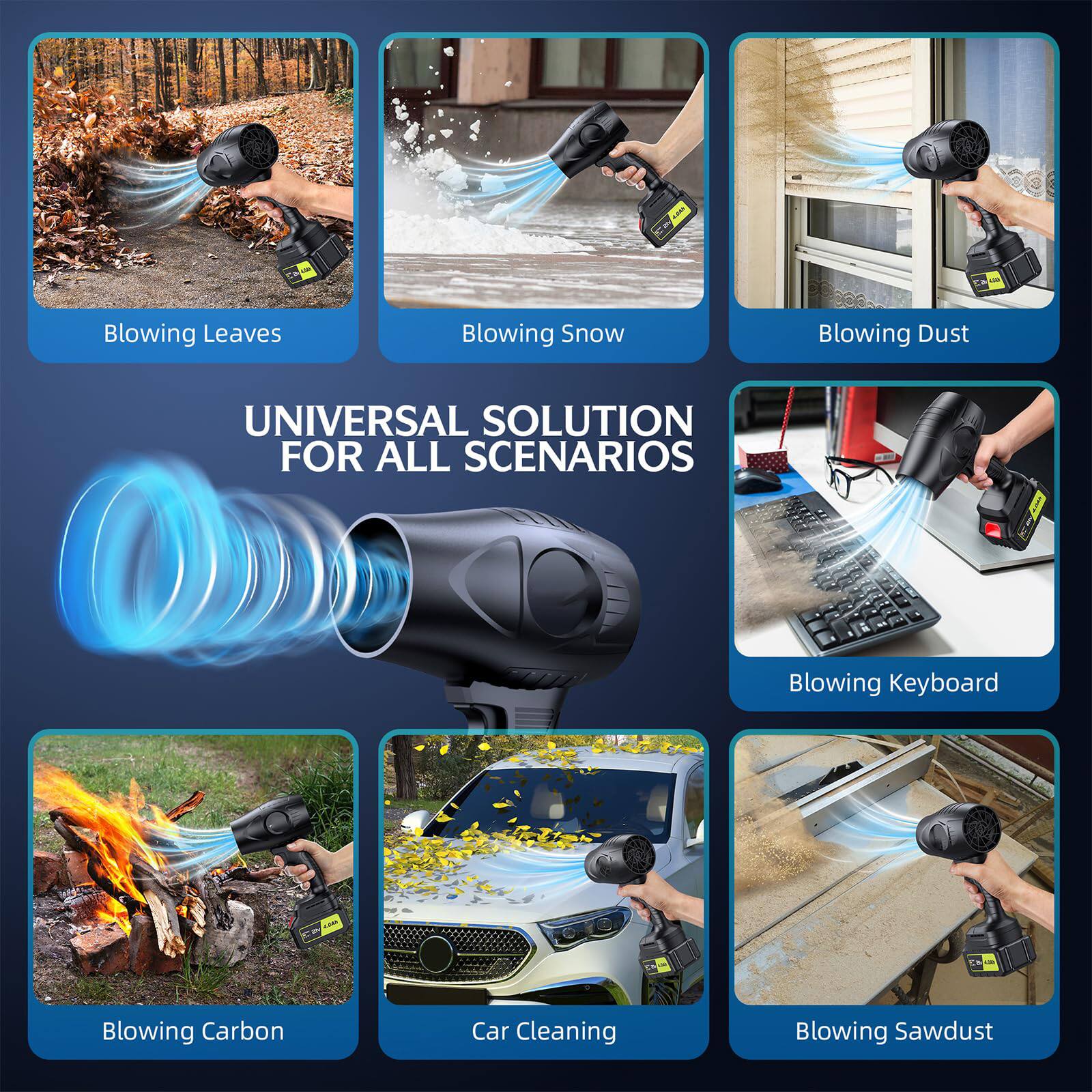 LA0 I - Blowing Leaves, Blowing Snow, Blowing Dust, Blowing Keyboard, Blowing Carbon, Car Cleaning, Blowing Sawdust  
UNIVERSAL SOLUTION FOR ALL SCENARIOS