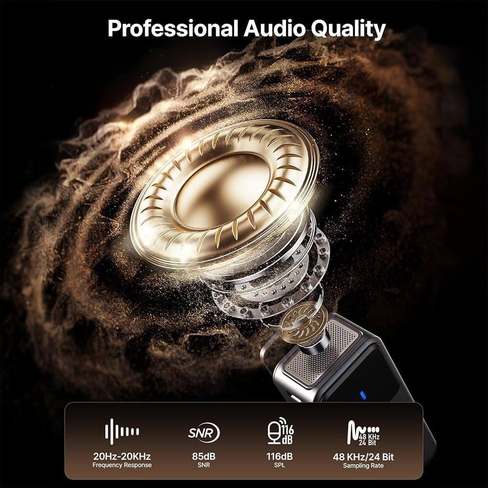 Professional Audio Quality

- 20Hz-20KHz Frequency Response
- SNR 85dB
- SNR Qnb 116 dB
- 116dB SPL
- 48 KHz/24 Bit Sampling Rate