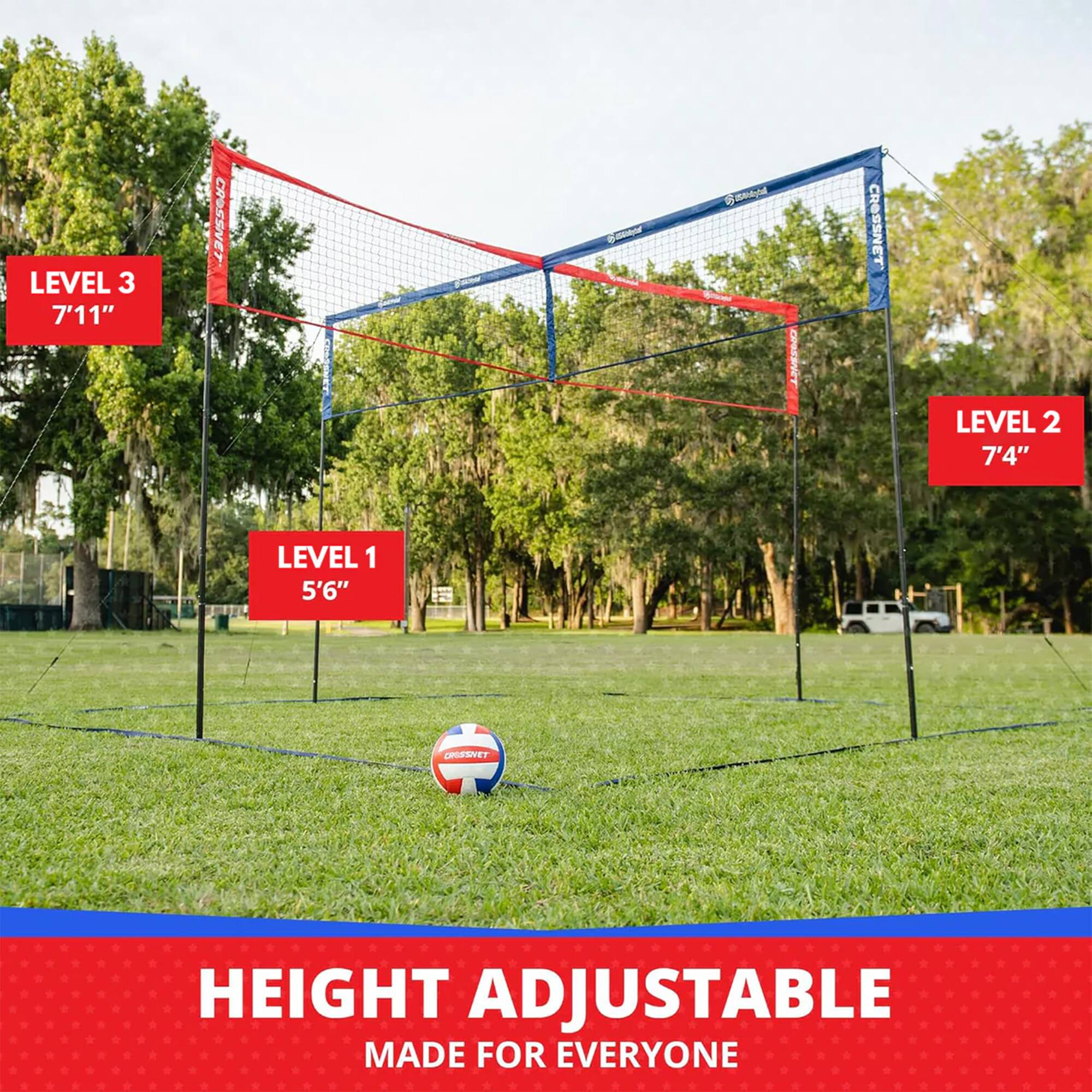 LEVEL 3 7'11"  
LEVEL 2 7'4"  
LEVEL 1 5'6"  
HEIGHT ADJUSTABLE  
MADE FOR EVERYONE