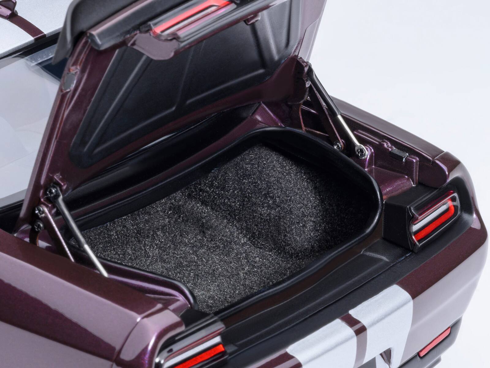 Alt View 1. Autoart - 2022 Dodge Challenger SRT Jailbreak Hellraisin Purple with White Stripes 1/18 Model Car by Autoart - Purple with White Stripes.
