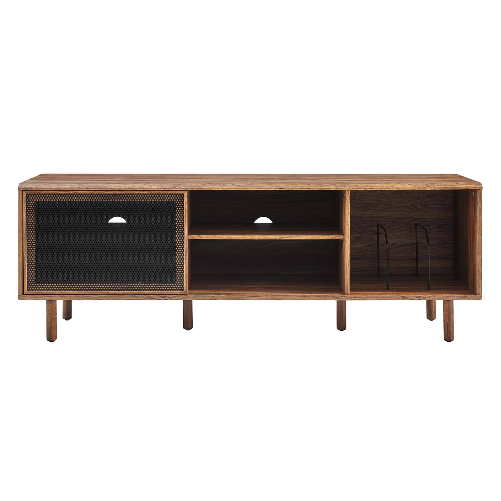 Alt View 5. Modway - Kurtis 67" TV and Vinyl Record Stand by Modway - Walnut.