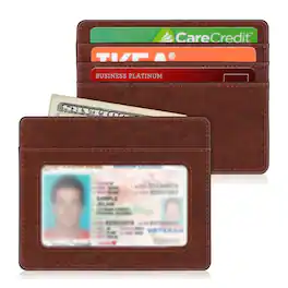 Kitcheniva - Slim Minimalist Credit Card Holder & Wallet With ID Window - Brown