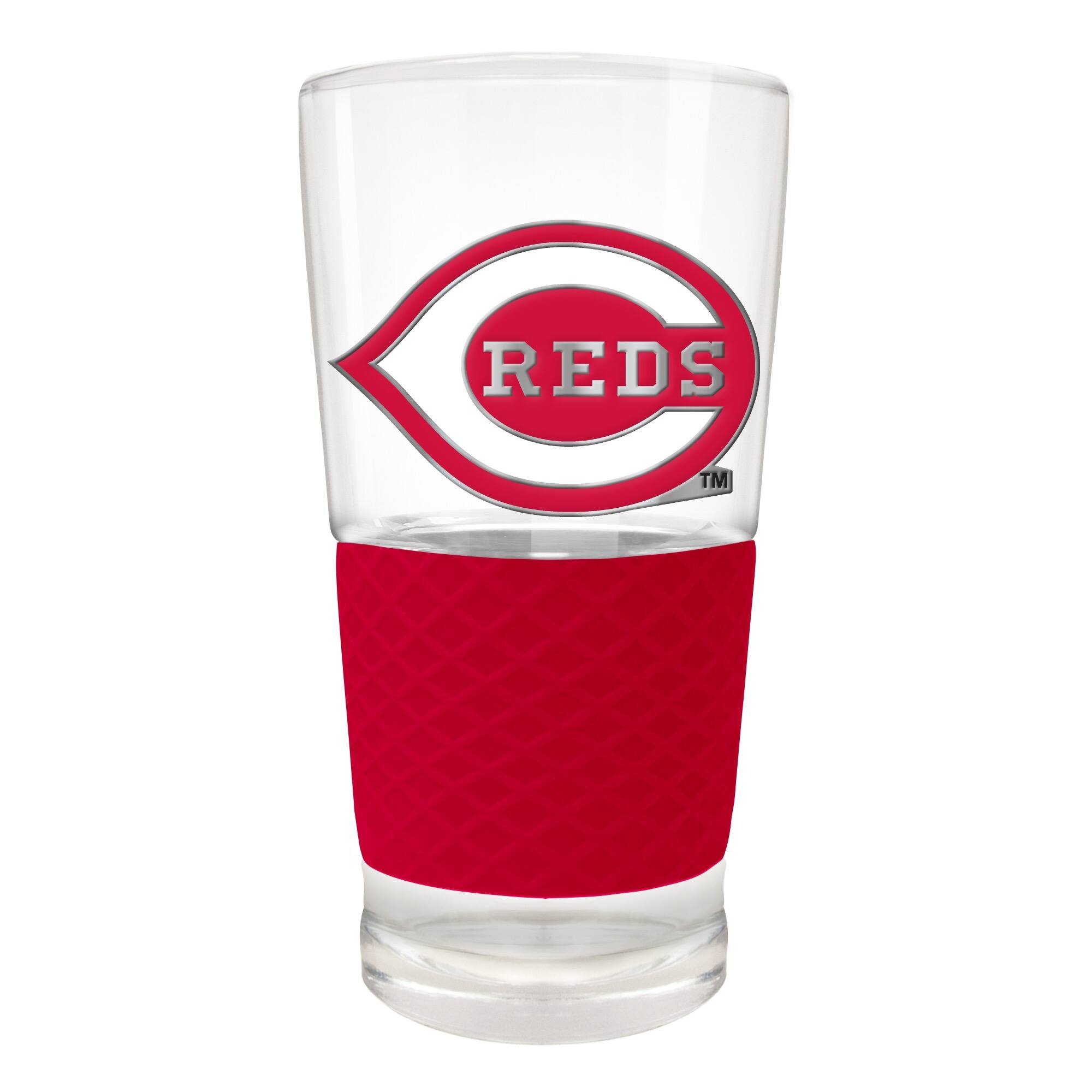Front. Great American Products - Cincinnati Reds 22oz. Pilsner Glass with Silicone Grip - Red.