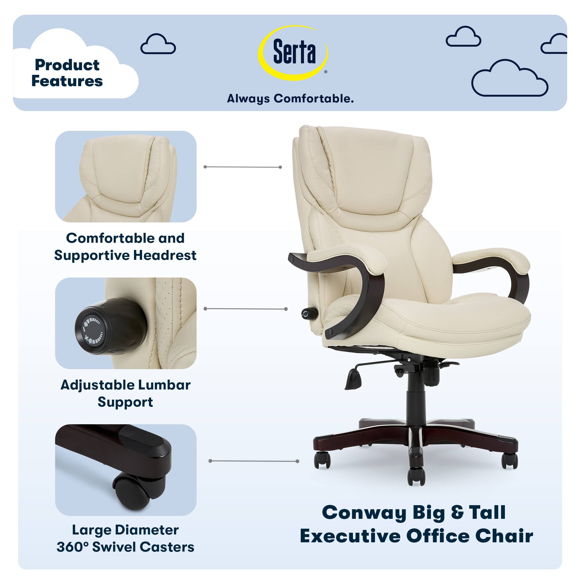 Angle. Serta - Big and Tall Bonded Leather Executive Chair - Ivory.