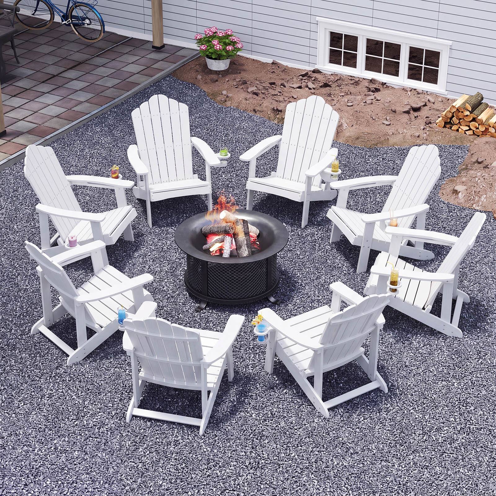 Alt View 4. Costway - Costway Patio Adirondack Chair Weather Resistant Garden Deck W/Cup Holder - White.