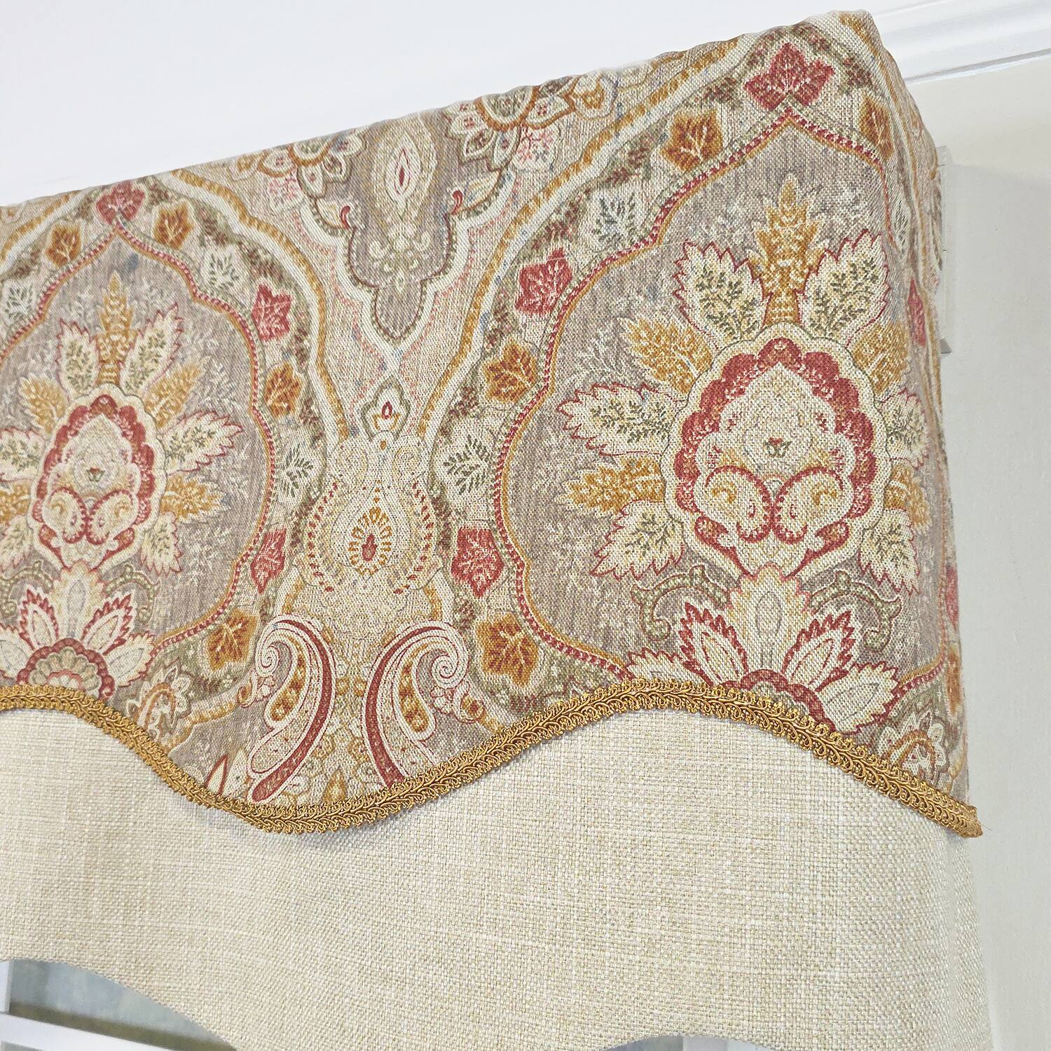Back. RLF Home - RLF Home 100% Cotton Prague Trimmed Glory Lined Window Valance 50" x 17" Mauve - Mauve.
