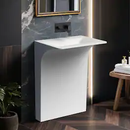 33.2'' Tall Solid Surface Pedestal Sink, Bathroom Sink