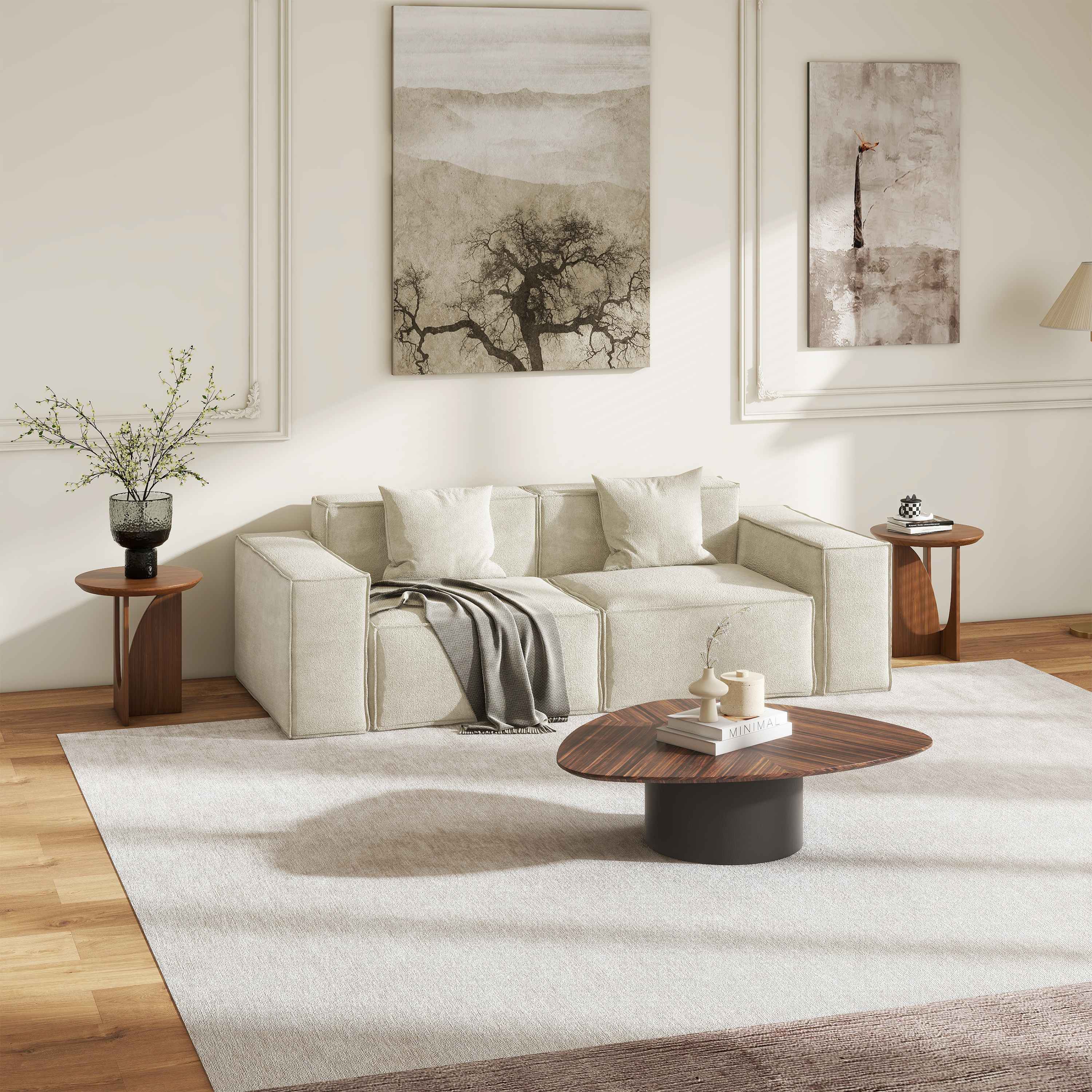 Alt View 7. POVISON - 19.69" Mid-century Modern Round Side Table, Minimalist End Table, Walnut Color - Walnut Color.