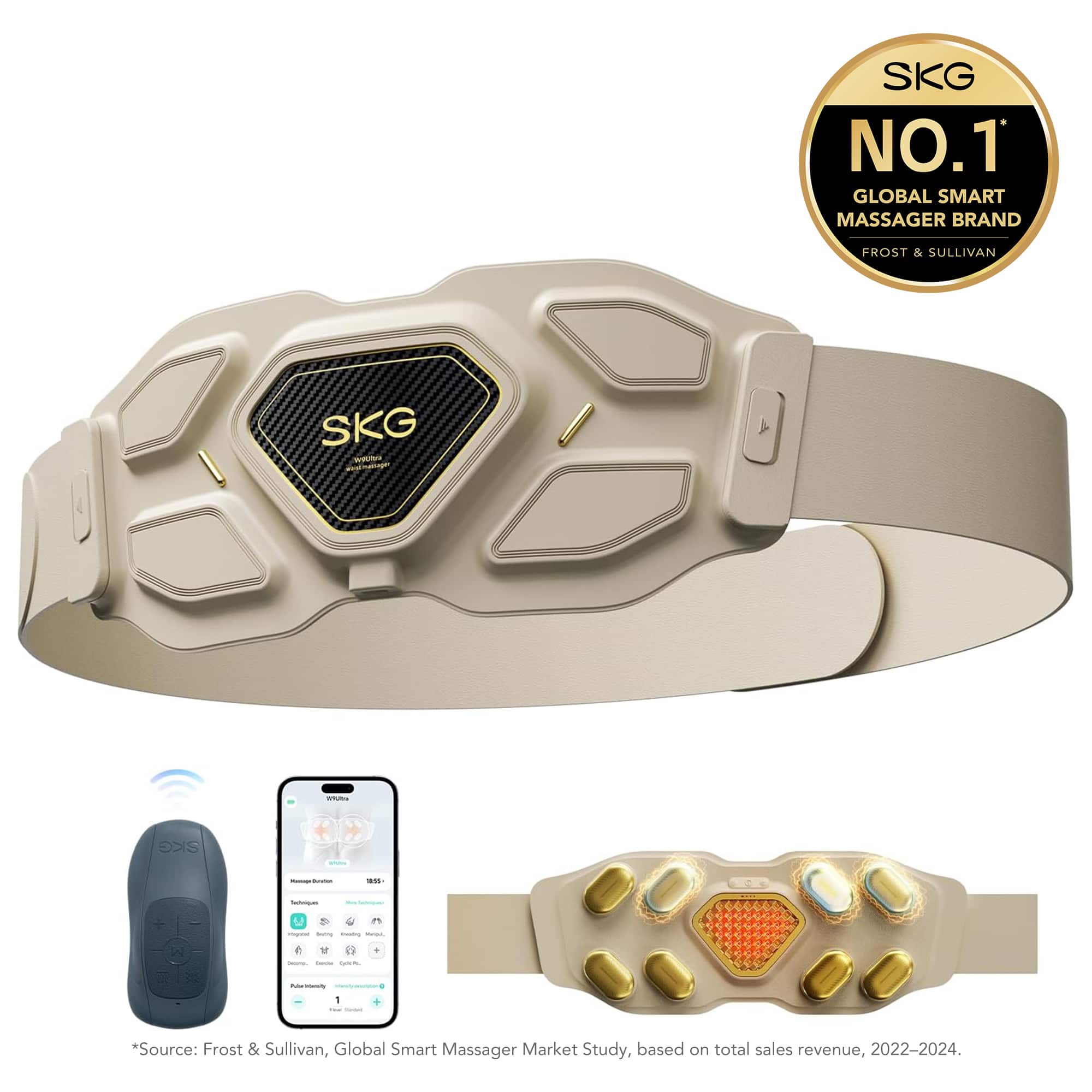 SKG - W9 Ultra 2.0 Back Massager Deep Tissue Heat Infrared Vibration - Golden