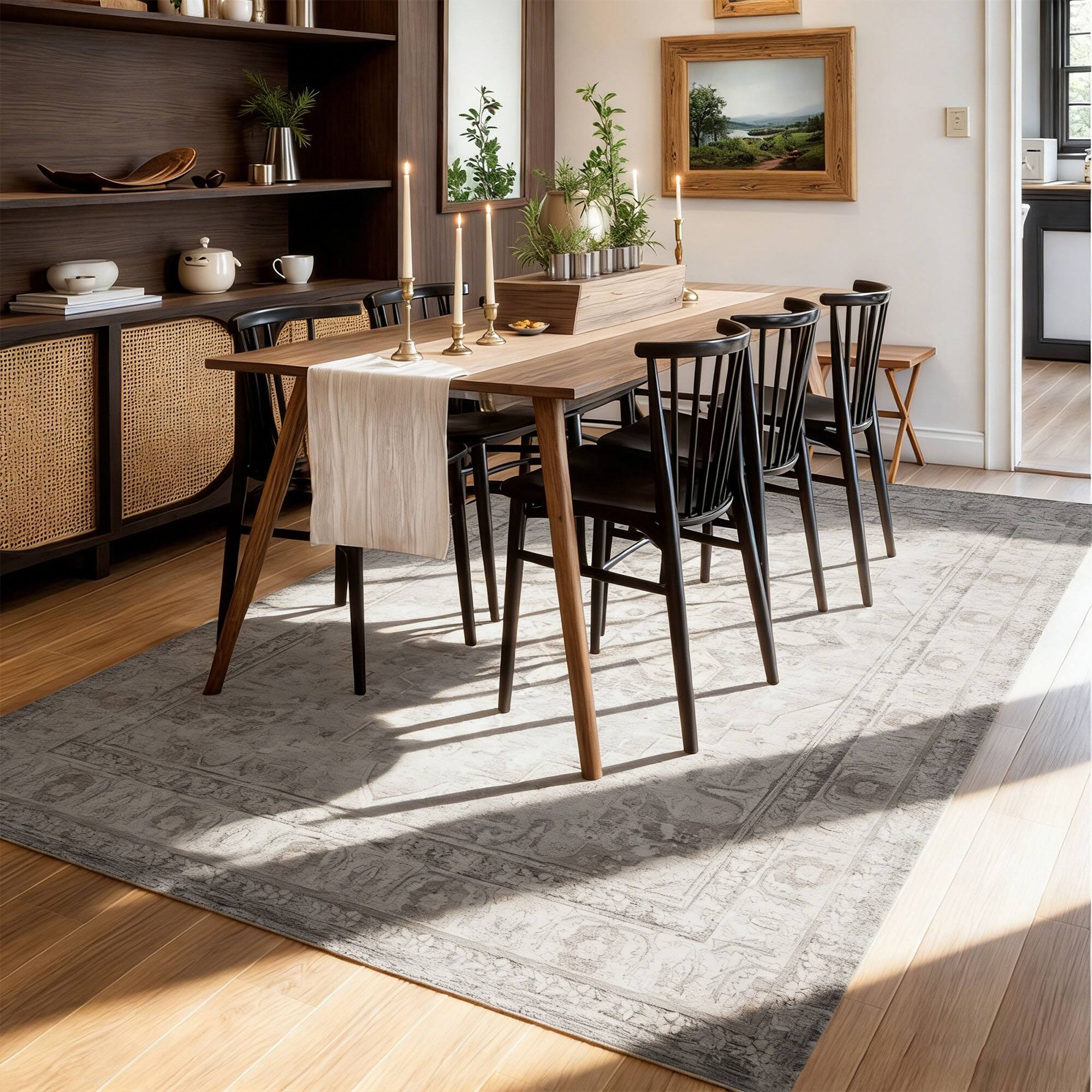 Back. RYHNUYNE - 8x10 Area Rug Washable Rug,Modern Abstract Soft Non-Slip Rug Carpet for Bedroom Dining Nursery Home Office(Grayish Pink） - gray-pink.