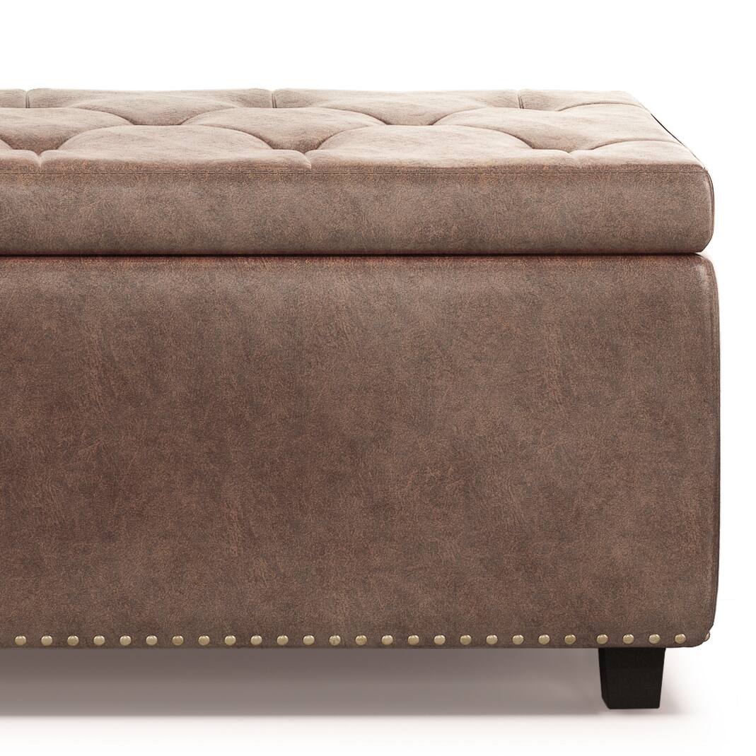Left. Tiramisubest - Hamilton - Storage Ottoman - Distressed Umber Brown - Brown.