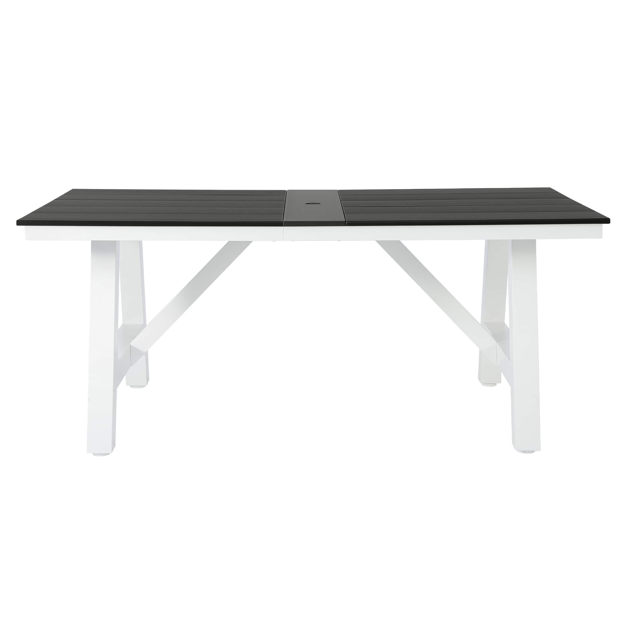 "WestinTrends - Cape May 72"" HDPE Rectangle Outdoor Patio Dining Table With Umbrella Hole and Metal Frame - Gray" price history on PriceWatchPro