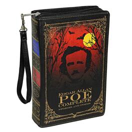 Things2Die4 - Black Vinyl Edgar Allen Poe Stories & Poetry Book Handbag Novelty Clutch Purse Crossbody Bag - Multicolored