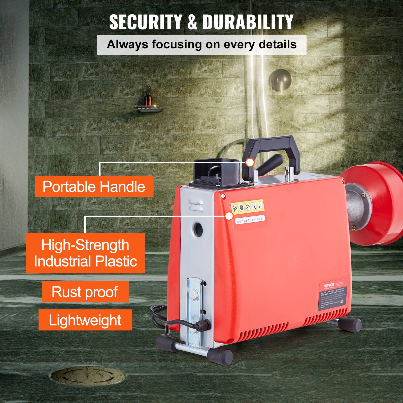 SECURITY & DURABILITY, Always focusing on every details, Portable Handle, High-Strength Industrial Plastic, Rust proof, Lightweight, VEVOR
