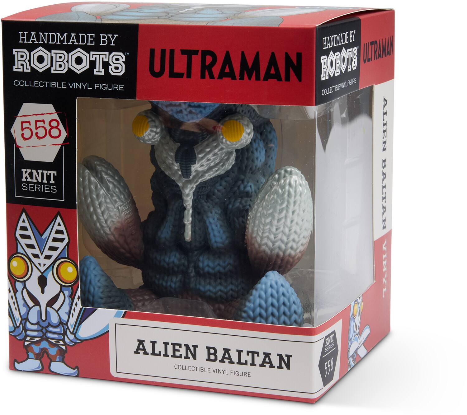 HANDMADE BY ROBOTS  
ULTRAMAN  
COLLECTIBLE VINYL FIGURE  
558  
KNIT SERIES  
ALIEN BALTAN