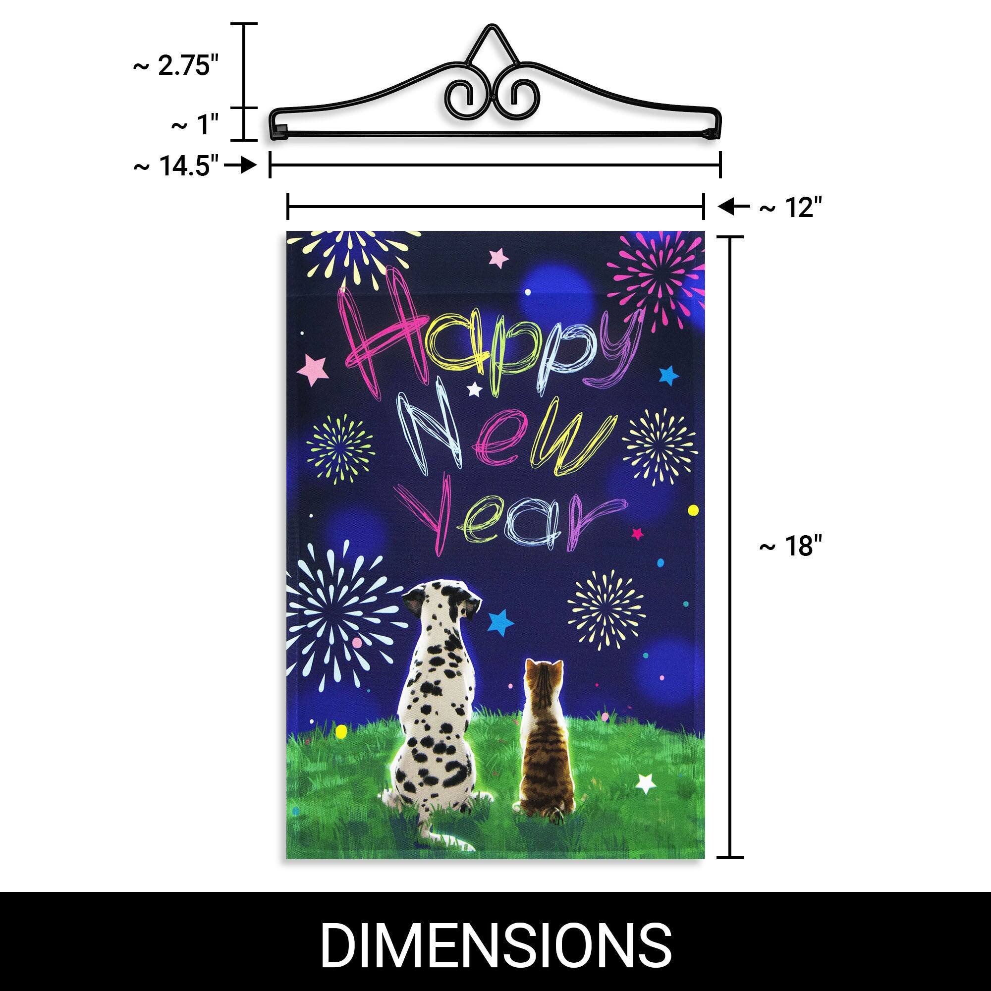 - ~ 2.75" 
- ~ 1" 
- ~ 14.5" 
- ~ 12" 
- ~ 18" 

Happy New Year 

DIMENSIONS